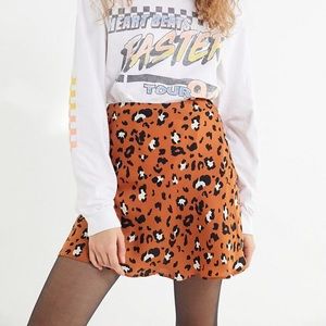 Urban Outfitters satin leopard mini skirt